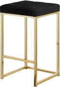 Black velvet / gold metal legs bar stool additional photo 4 of 4