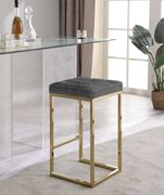 Gray velvet / gold metal legs bar stool by Meridian additional picture 3