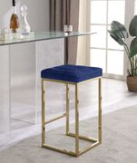 Navy velvet / gold metal legs bar stool by Meridian additional picture 3