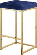 Navy velvet / gold metal legs bar stool by Meridian additional picture 4