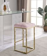 Pink velvet / gold metal legs bar stool additional photo 3 of 4