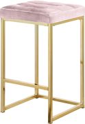 Pink velvet / gold metal legs bar stool additional photo 4 of 4