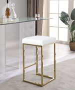 White pvc leather / gold metal legs bar stool by Meridian additional picture 3