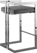 Gray velvet / chrome bar stool by Meridian additional picture 3