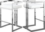 White vegan leather / chrome bar stool additional photo 2 of 4