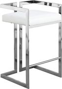 White vegan leather / chrome bar stool additional photo 3 of 4