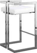 White vegan leather / chrome bar stool additional photo 4 of 4