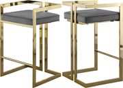 Gray velvet gold metal bar stool by Meridian additional picture 2