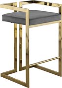 Gray velvet gold metal bar stool additional photo 3 of 4