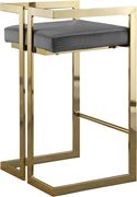 Gray velvet gold metal bar stool additional photo 4 of 4