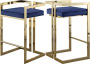 Navy velvet gold metal bar stool by Meridian additional picture 2