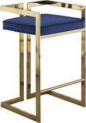 Navy velvet gold metal bar stool by Meridian additional picture 3