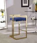 Navy velvet gold metal bar stool by Meridian additional picture 4