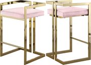 Pink velvet gold metal bar stool by Meridian additional picture 2