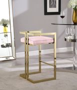 Pink velvet gold metal bar stool by Meridian additional picture 4