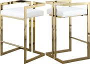 White leather gold metal bar stool additional photo 2 of 4