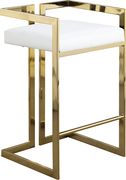 White leather gold metal bar stool additional photo 3 of 4