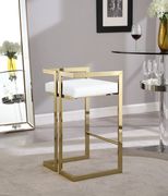 White leather gold metal bar stool additional photo 4 of 4