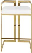 White leather gold metal bar stool additional photo 5 of 4