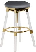 Gray faux leather / acrylic / gold bar stool by Meridian additional picture 2