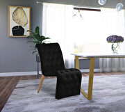 Black velvet tufted dining chair pair by Meridian additional picture 4