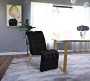 Black velvet tufted dining chair pair additional photo 4 of 6