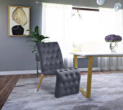Gray velvet tufted dining chair pair by Meridian additional picture 2