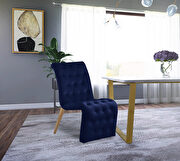 Navy velvet tufted dining chair pair by Meridian additional picture 2