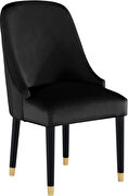 Black velvet dining chair w/ golden tip legs by Meridian additional picture 4