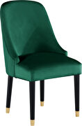 Green velvet dining chair w/ golden tip legs by Meridian additional picture 3