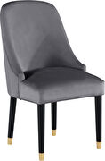 Gray velvet dining chair w/ golden tip legs by Meridian additional picture 3