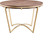 Stylish walnut brown / gold accent round dining table by Meridian additional picture 3