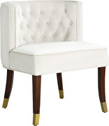 Rounded tufted back cream velvet dining chair by Meridian additional picture 4