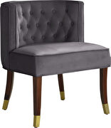 Rounded tufted back gray velvet dining chair by Meridian additional picture 4