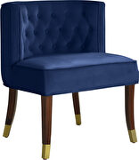 Rounded tufted back navy velvet dining chair by Meridian additional picture 3