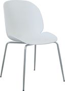 Chrome base / white plastic contemporary dining chair by Meridian additional picture 4