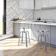 Adjustable silver chrome finish bar stool additional photo 2 of 7