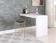 Brushed gold gray velvet round seat bar stool by Meridian additional picture 2
