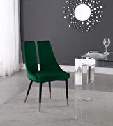 Split back green velvet dining chair by Meridian additional picture 4