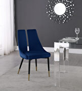 Split back navy velvet dining chair by Meridian additional picture 3