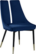 Split back navy velvet dining chair by Meridian additional picture 6