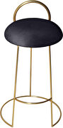 Gold finish frame / black round top seat bar stool by Meridian additional picture 2