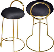 Gold finish frame / black round top seat bar stool by Meridian additional picture 4