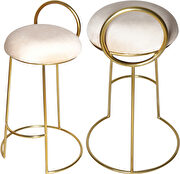 Gold finish frame / cream round top seat bar stool by Meridian additional picture 2