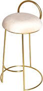 Gold finish frame / cream round top seat bar stool by Meridian additional picture 5