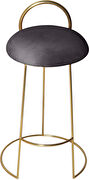Gold finish frame / gray round top seat bar stool by Meridian additional picture 2