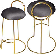 Gold finish frame / gray round top seat bar stool by Meridian additional picture 5