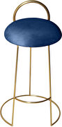 Gold finish frame / navy round top seat bar stool by Meridian additional picture 2