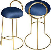 Gold finish frame / navy round top seat bar stool by Meridian additional picture 4