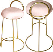 Gold finish frame / pink round top seat bar stool by Meridian additional picture 2